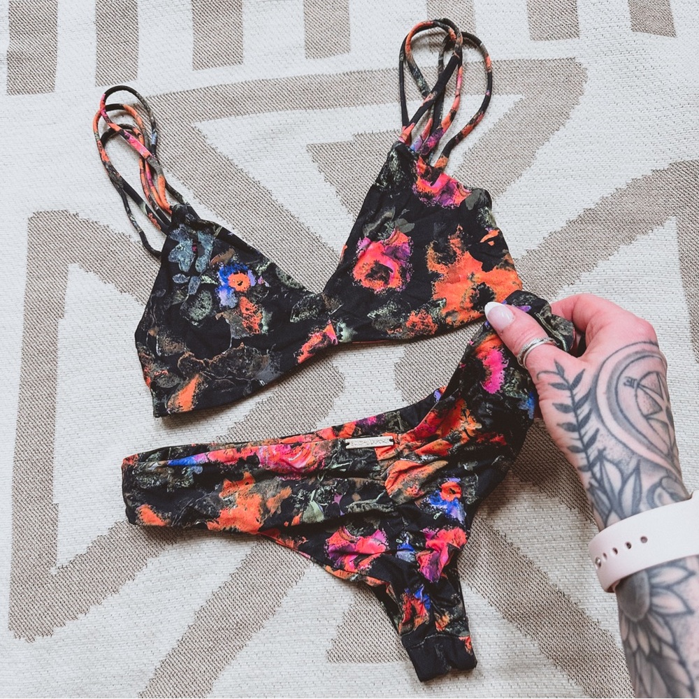 Boys + Arrows vibrant floral bikini set S buttery soft